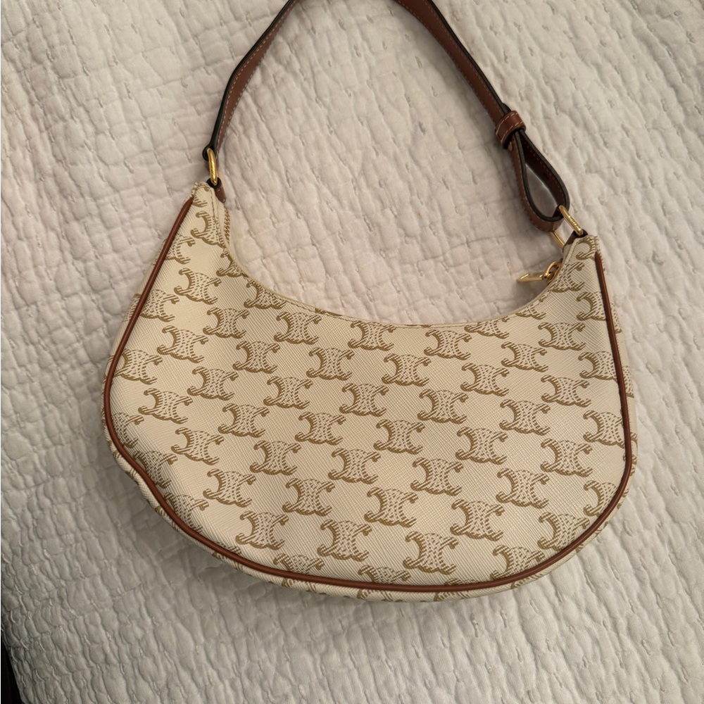 CELINE AVA BAG IN TRIOMPHE CANVAS AND CALFSKIN